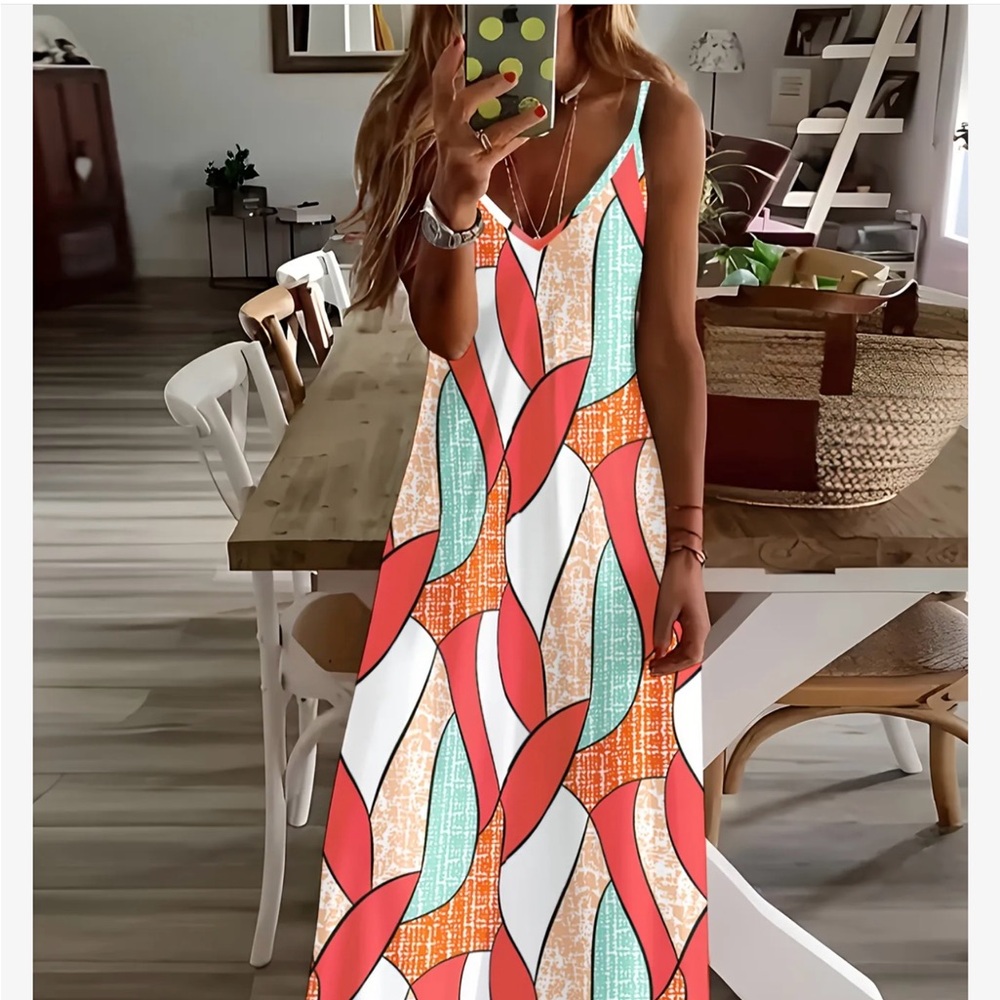 Colorful Geometric Maxi Dress